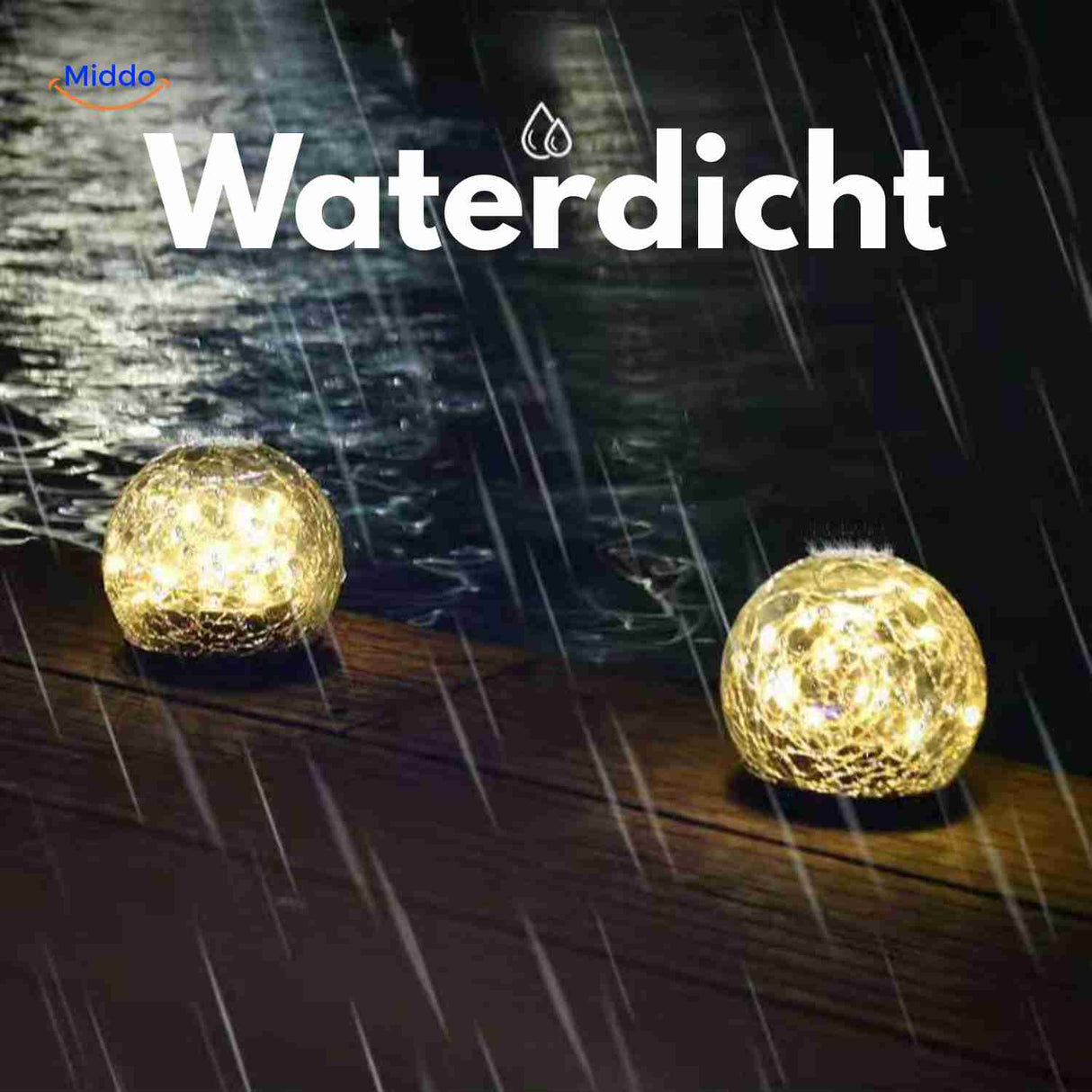 Waterproof solar ambient lamp lighting terrace and garden area.