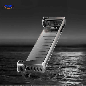 Waterproof stainless steel bathroom shelf with modern minimalist design.