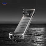 Waterproof stainless steel bathroom shelf with modern minimalist design.