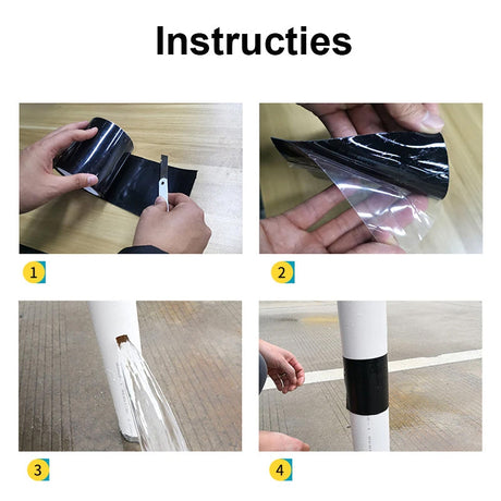 Step-by-step instructions for applying waterproof repair tape.