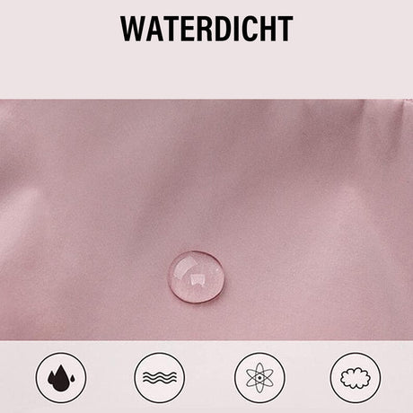 Pink waterproof expandable travel bag with durable water-resistant fabric.