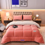 ComfortLux orange wool-velvet weighted blanket for warm, natural comfort during sleep.