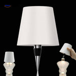 White rechargeable dimmable bottle lamp in modern minimalist style.