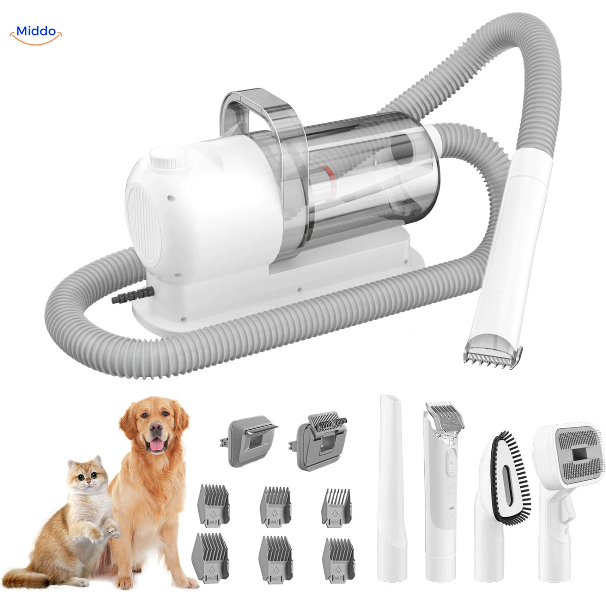 White Furiva pet grooming vacuum with clippers and accessories
