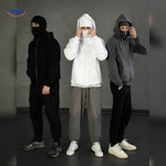 White double-hood hoodie shown with three available colorway options.