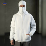 White unisex hoodie styled for casual everyday wear.
