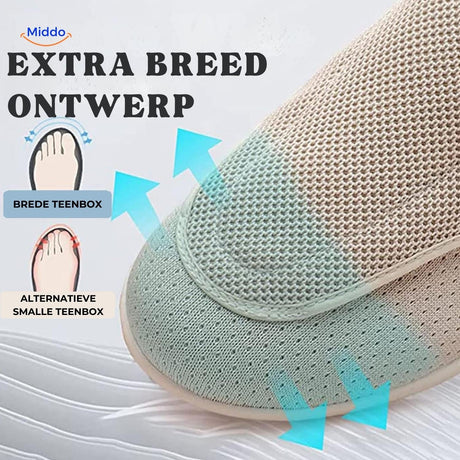 Extra-wide comfort shoes with spacious toe room for all-day wear.
