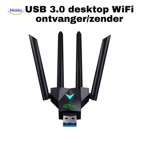 Desktop computer connected wirelessly via AeroLink 5G wifi adapter.