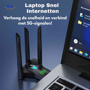 AeroLink wifi adapter with 4 antennas supporting 5G dual-band up to 1300Mbps.