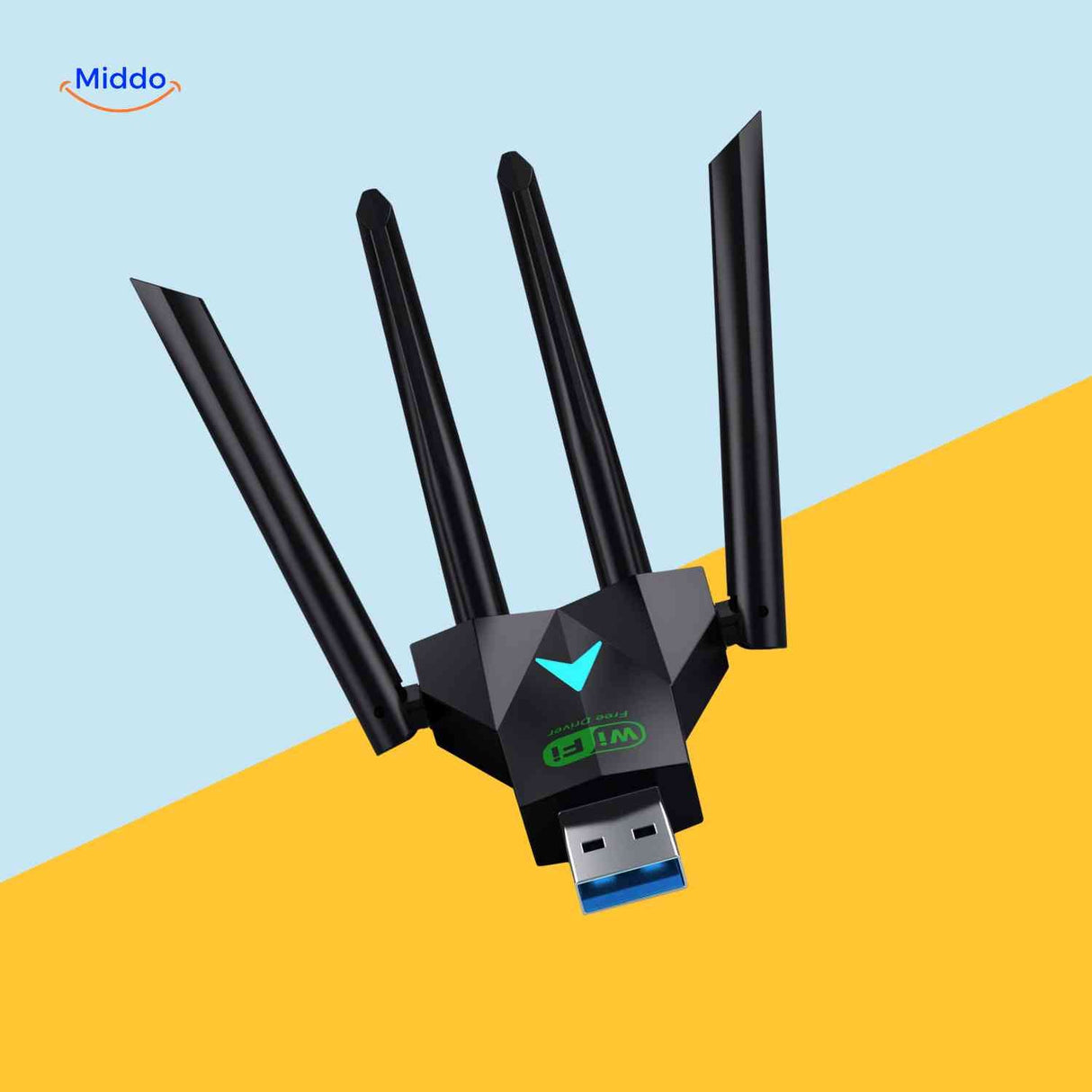 AeroLink USB 3.0 connector with receiver and transmitter for wireless signal.