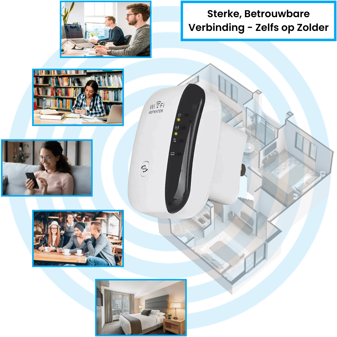 Strong connection illustration showing how UltraWifi Pro extends signal coverage across your home.