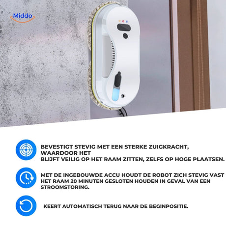 Safe and reliable automatic window cleaning robot for residential use.