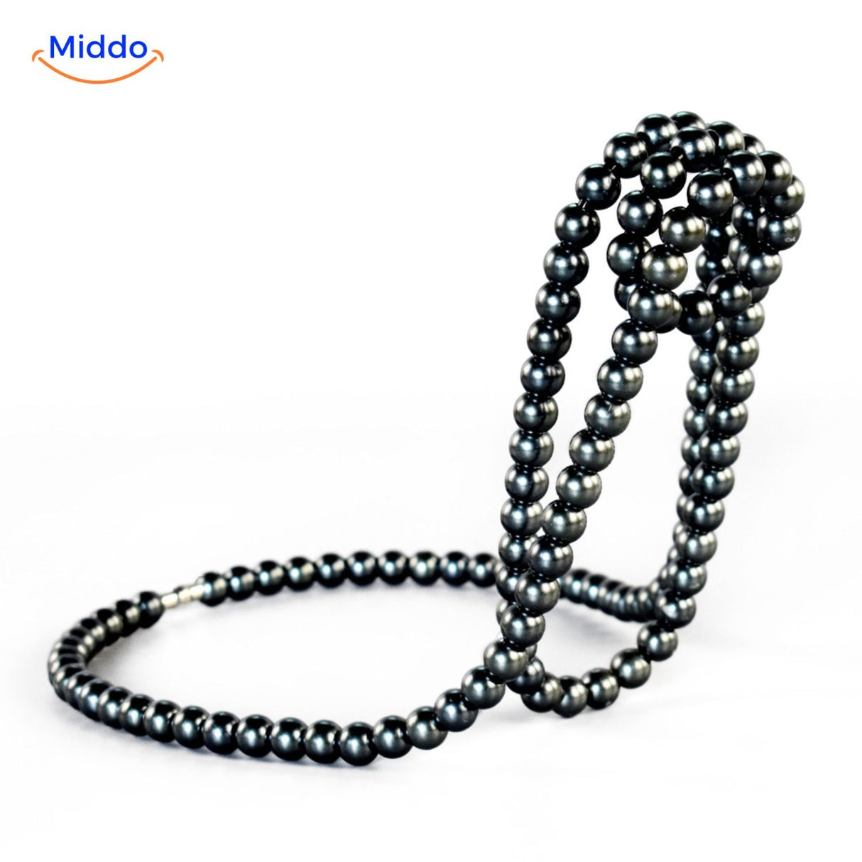Wine holder embellished with dark pearl bead accents.
