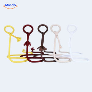 Wine holder featuring colorful multicolor rope design.