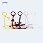 Wine holder featuring colorful multicolor rope design.