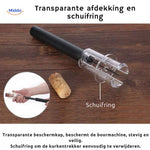 Step-by-step instructions showing how to use the air pressure wine opener.