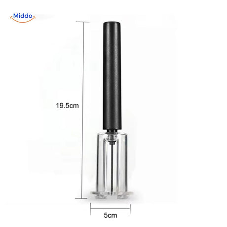 Air pressure wine opener demonstrating effortless cork extraction method.