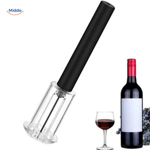 Modern black wine opener with secure transparent safety cover.