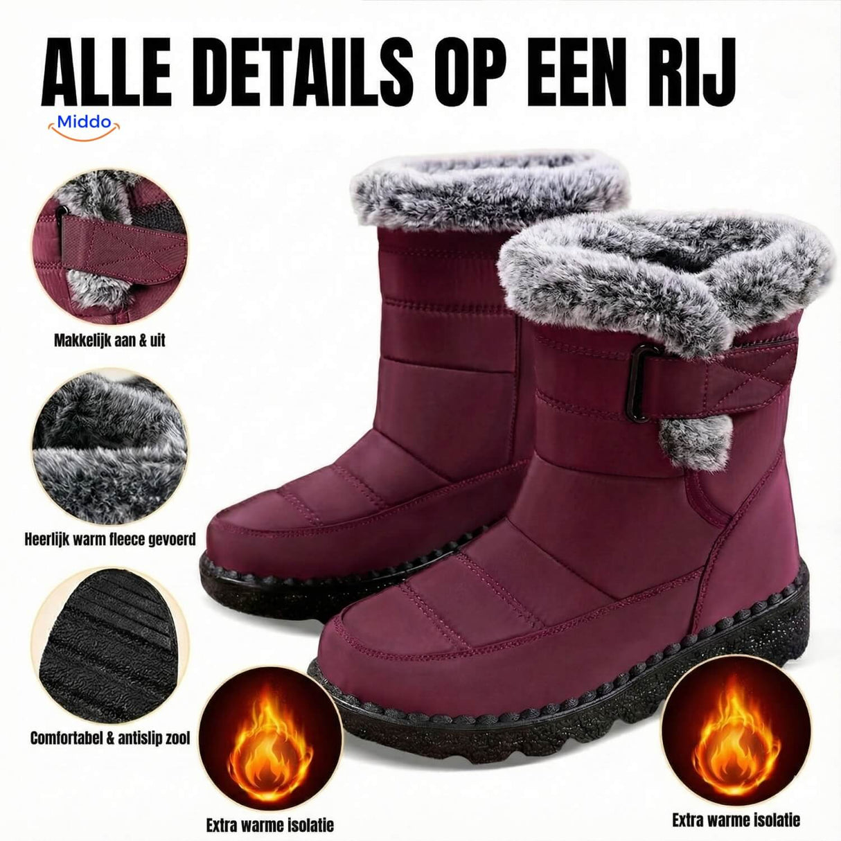 Close-up showing warm fleece comfort lining inside boots.