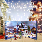 Winter-themed advent calendar with tiny decorative figures and gnomes.