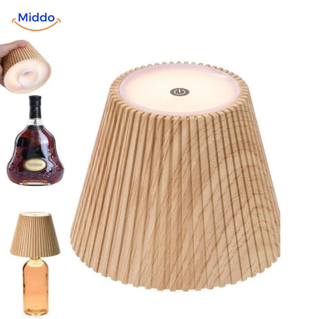 Wireless touch-control LED lamp designed for wine bottles and home bar.