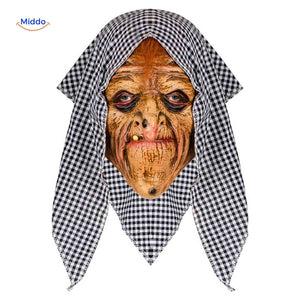 Witch mask featuring diamond pattern for Halloween costumes.
