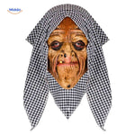 Witch mask featuring diamond pattern for Halloween costumes.