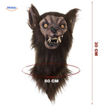 Wolf mask displayed with size measurement showing 60cm dimensions for fit reference.