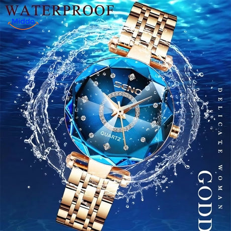 Women's elegance watch demonstrating water-resistant stainless steel construction.