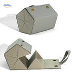 Wood-grain grey 5-slot luxury foldable eyeglasses case open with all five slots on display.