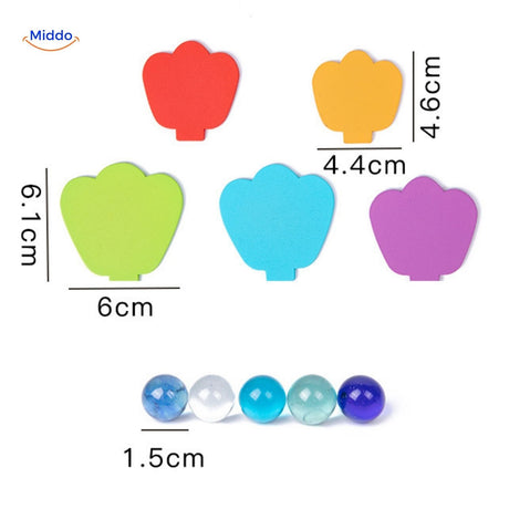 All color options and component sizes in wooden ball run kit.