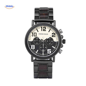 Sporty wooden chronograph watch designed for active lifestyle.