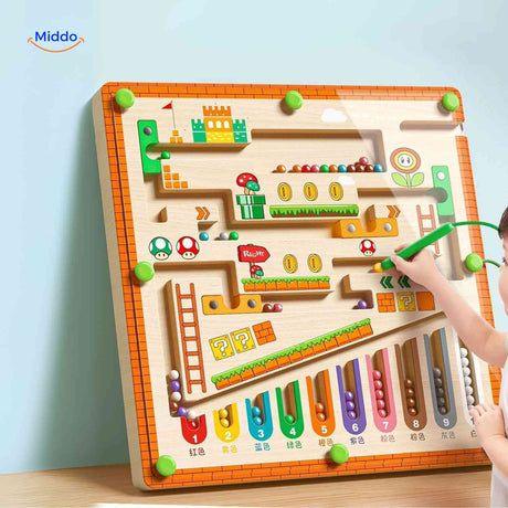 Wooden magnetic maze development game for young children.