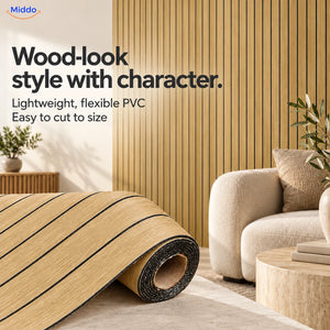 Woodline lightweight flexible PVC wood-grain wall covering, easy to cut to size