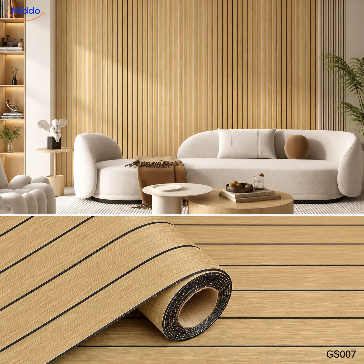 Woodline self-adhesive PVC wall panels – Faux Oak – GS007