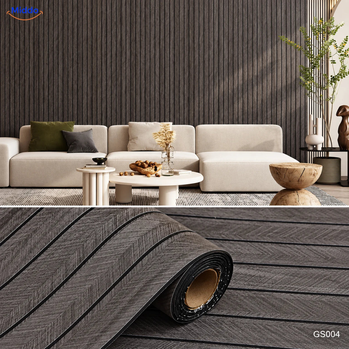 Woodline self-adhesive PVC wall panels – Gray/Brown – GS004