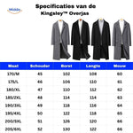 Size chart and measurements guide for the mens wool long overcoat with fit specifications.