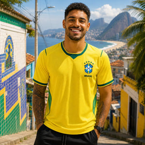 Brazil yellow national team World Cup supporter jersey.