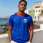 Cape Verde blue national colors World Cup supporter jersey.