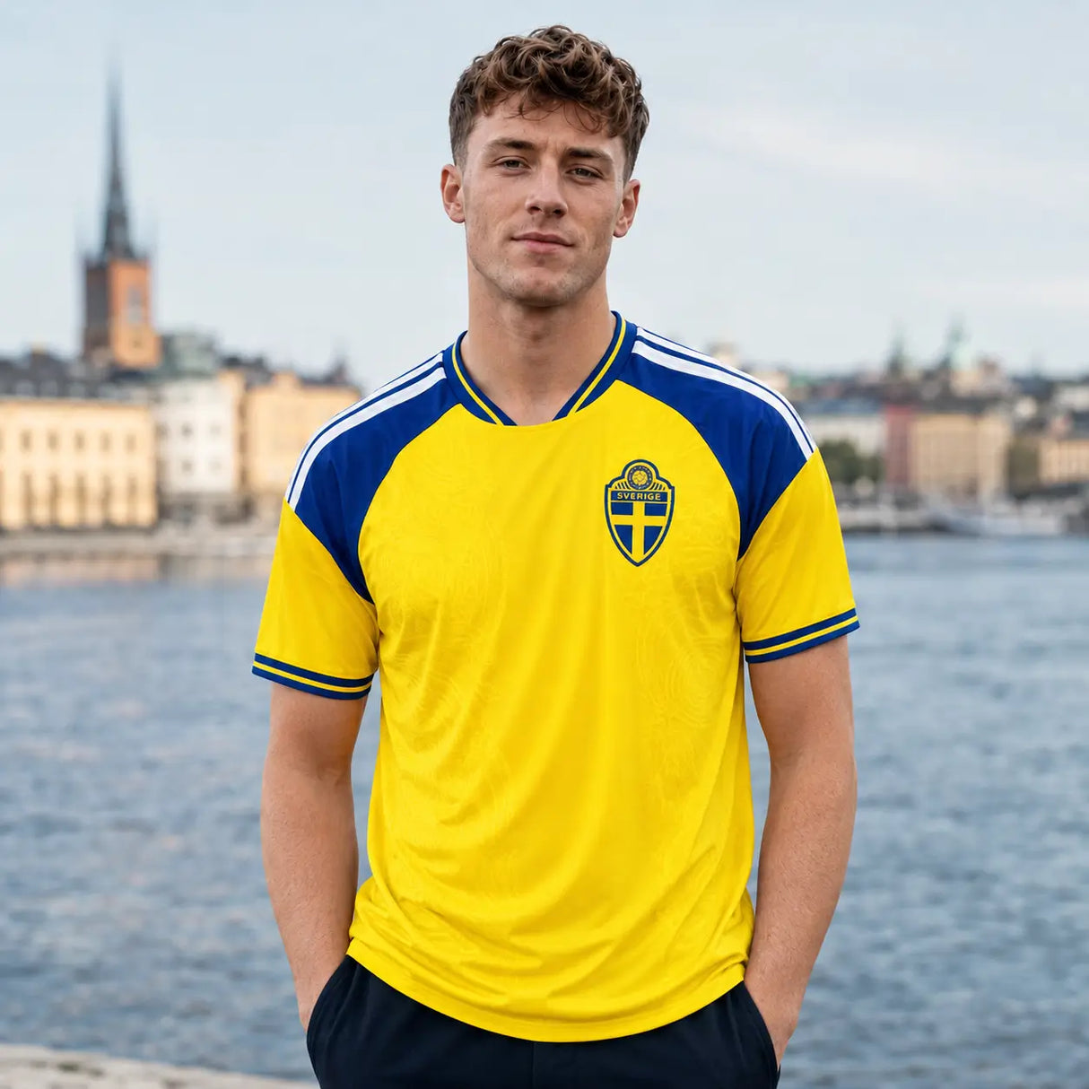 Sweden yellow national team World Cup supporter jersey.