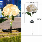 Yellow hydrangea solar lantern with 70cm height for garden path illumination.