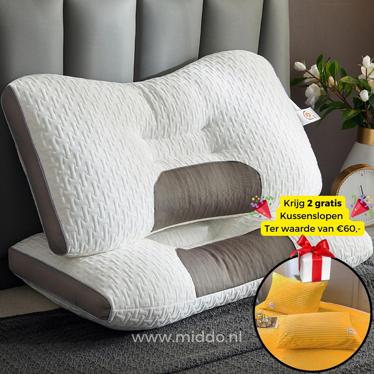 Yellow velvet fleece pillow covers adding warmth to neck support pillow