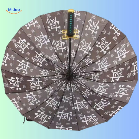 Four ZenBrella umbrella designs featuring anime character Muichiro pattern variation