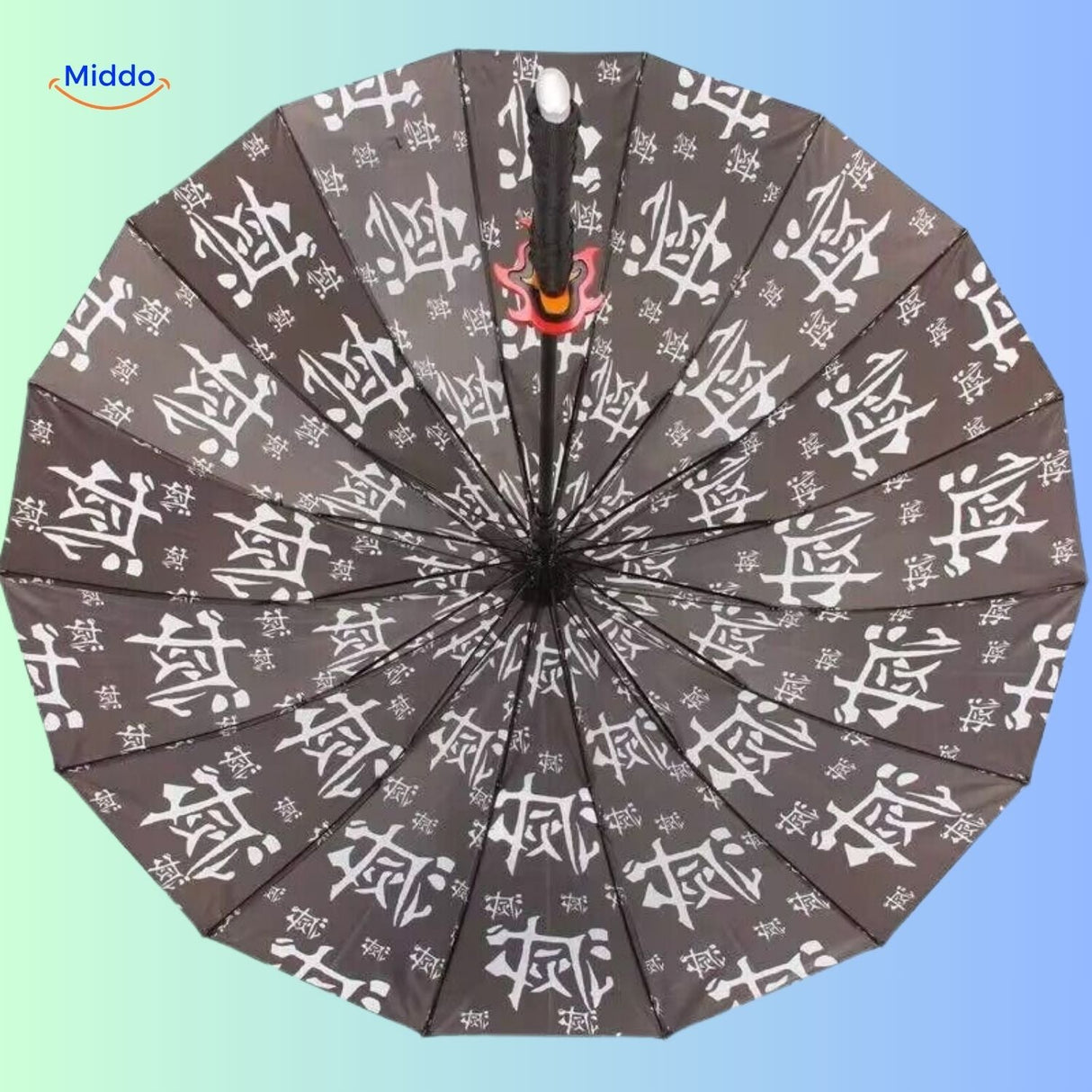 Collection of four ZenBrella umbrellas showcasing different anime patterns and colors