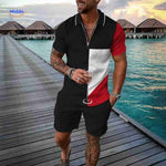 Zippora black, white and red contrast modern zip shirt and shorts.