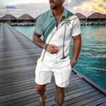Zippora palm tree green and white beach-inspired summer set.