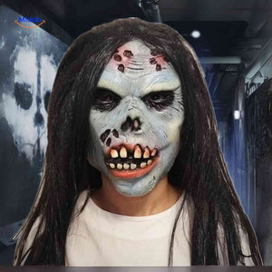Zombie horror mask featuring pimples and rotting teeth for realistic Halloween look.
