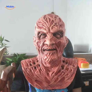 Realistic closeup of person wearing Zombiora zombie mask as a portrait.