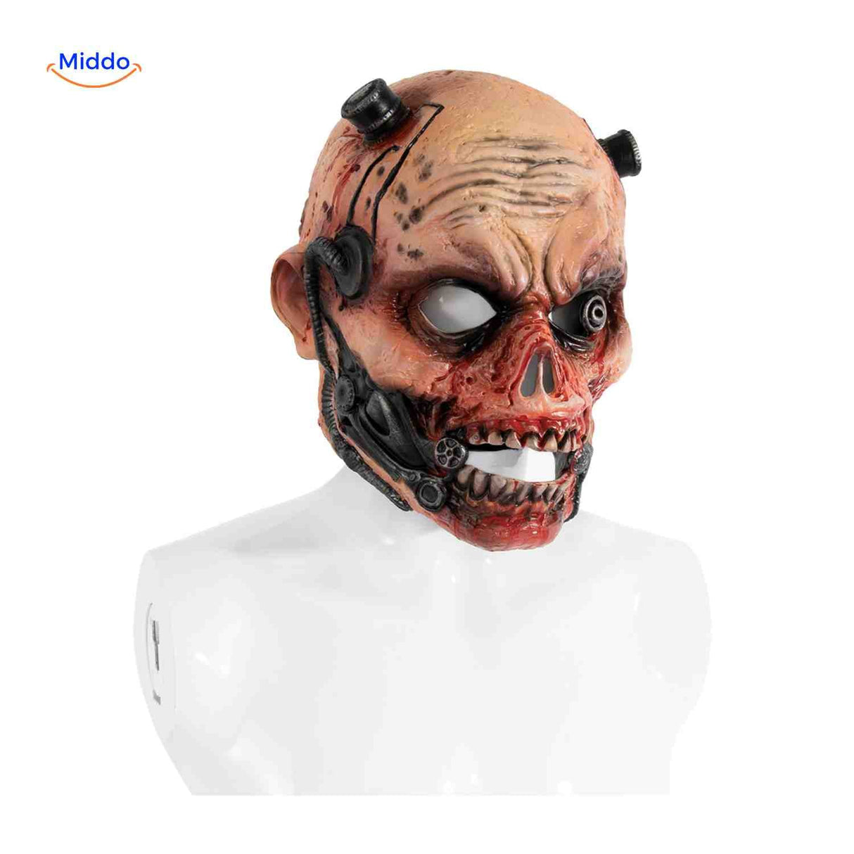 Zombiora latex mask showing detailed side profile with anatomical horror features.