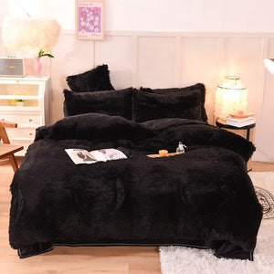 Teddy Fluffy fleece bedding set in Black